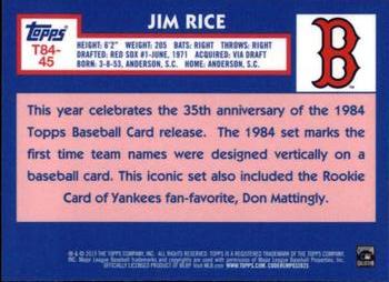 2019 Topps - 1984 Topps Baseball 35th Anniversary Chrome Silver Pack (Series One) #T84-45 Jim Rice Back