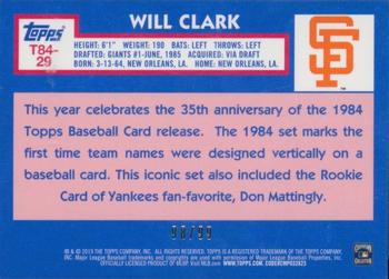 2019 Topps - 1984 Topps Baseball 35th Anniversary Chrome Silver Pack Green (Series One) #T84-29 Will Clark Back
