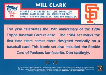 2019 Topps - 1984 Topps Baseball 35th Anniversary Chrome Silver Pack Gold (Series One) #T84-29 Will Clark Back