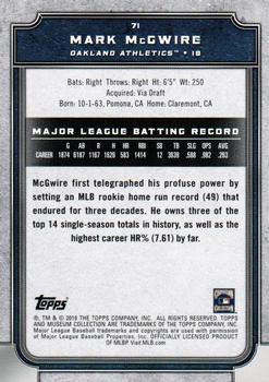 2019 Topps Museum Collection #71 Mark McGwire Back