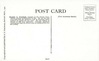 1907 A.C. Dietsche Postcards Detroit Tigers (PC765) (reprint) #NNO Hughie Jennings Back