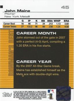 2007 Bowman's Best #45 John Maine Back