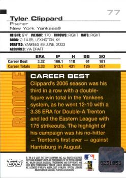 2007 Bowman's Best #77b Tyler Clippard Back