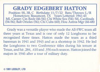 1992 Leesley Texas Longhorns #NNO Grady Hatton Back