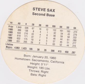 1990 Cadaco Discs #NNO Steve Sax Back