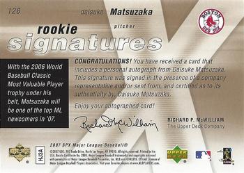 2007 SPx #128 Daisuke Matsuzaka Back