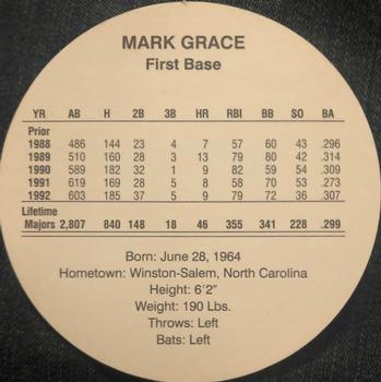 1993 Cadaco Discs #NNO Mark Grace Back