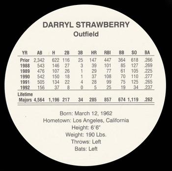 1993 Cadaco Discs #NNO Darryl Strawberry Back