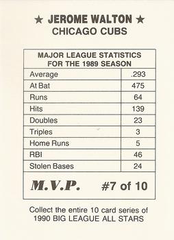 1990 M.V.P. Big League All Stars Blue Background (unlicensed) #7 Jerome Walton Back