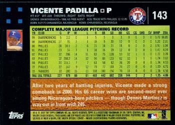 2007 Topps #143 Vicente Padilla Back