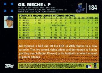 2007 Topps #184 Gil Meche Back