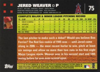 2007 Topps #75 Jered Weaver Back