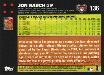 2007 Topps #136 Jon Rauch Back