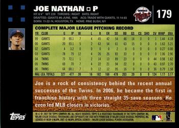 2007 Topps #179 Joe Nathan Back