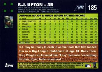 2007 Topps #185 B.J. Upton Back