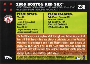 2007 Topps #236 Boston Red Sox Back