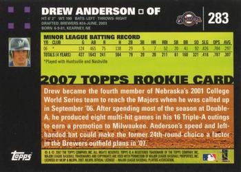 2007 Topps #283 Drew Anderson Back