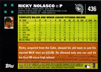 2007 Topps #436 Ricky Nolasco Back