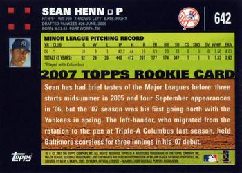 2007 Topps #642 Sean Henn Back