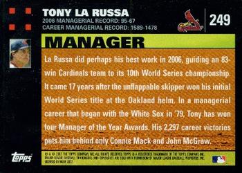 2007 Topps #249 Tony La Russa Back