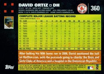 2007 Topps #360 David Ortiz Back