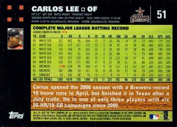 2007 Topps #51 Carlos Lee Back
