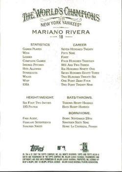 2007 Topps Allen & Ginter #18 Mariano Rivera Back
