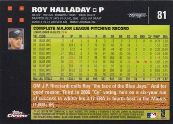 2007 Topps Chrome #81 Roy Halladay Back