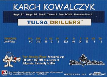 2018 Grandstand Tulsa Drillers #NNO Karch Kowalczyk Back