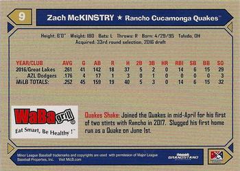 2017 Grandstand Rancho Cucamonga Quakes #NNO Zach McKinstry Back
