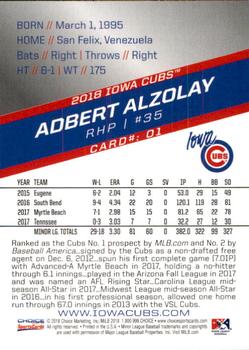 2018 Choice Iowa Cubs #01 Adbert Alzolay Back