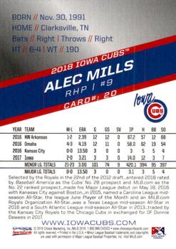 2018 Choice Iowa Cubs #20 Alec Mills Back