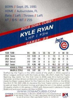 2018 Choice Iowa Cubs #23 Kyle Ryan Back