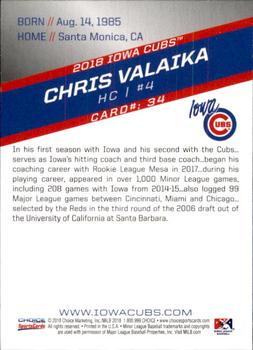 2018 Choice Iowa Cubs #34 Chris Valaika Back