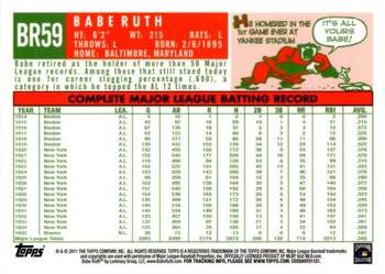 2011 Topps - Factory Set Bonus: Babe Ruth Gold Refractors #BR59 Babe Ruth Back