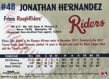 2018 Grandstand Frisco RoughRiders Update #NNO Jonathan Hernandez Back