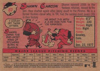 2007 Topps Heritage #87 Shawn Chacon Back