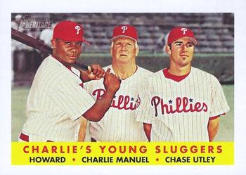 2007 Topps Heritage #386 Charlie's Young Sluggers (Ryan Howard / Charlie Manuel / Chase Utley) Front