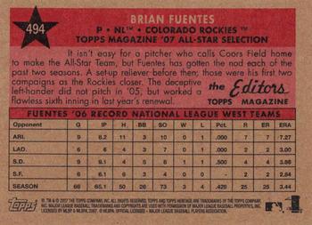 2007 Topps Heritage #494 Brian Fuentes Back