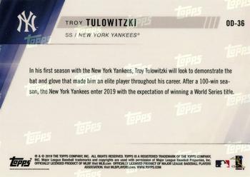 2019 Topps Now Road to Opening Day New York Yankees #OD-36 Troy Tulowitzki Back