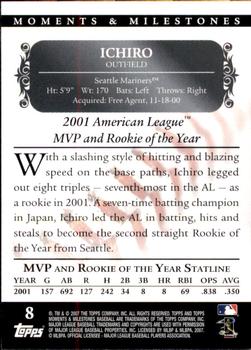 2007 Topps Moments & Milestones #8-5 Ichiro Suzuki Back