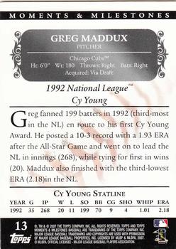 2007 Topps Moments & Milestones #13-101 Greg Maddux Back