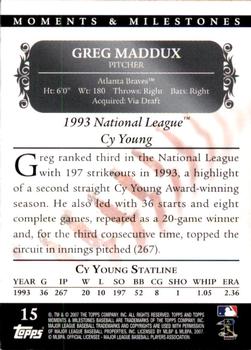 2007 Topps Moments & Milestones #15-66 Greg Maddux Back