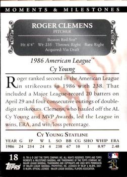 2007 Topps Moments & Milestones #18-2 Roger Clemens Back