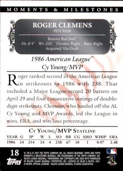 2007 Topps Moments & Milestones #18-152 Roger Clemens Back