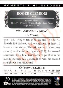 2007 Topps Moments & Milestones #20-27 Roger Clemens Back