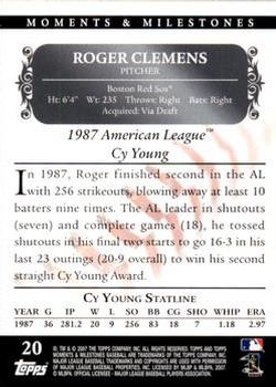 2007 Topps Moments & Milestones #20-71 Roger Clemens Back