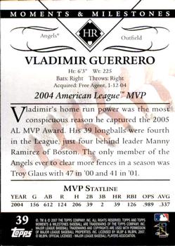 2007 Topps Moments & Milestones #39-3 Vladimir Guerrero Back