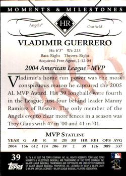 2007 Topps Moments & Milestones #39-12 Vladimir Guerrero Back