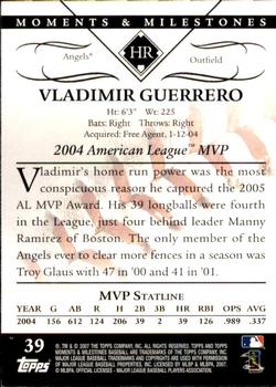 2007 Topps Moments & Milestones #39-22 Vladimir Guerrero Back